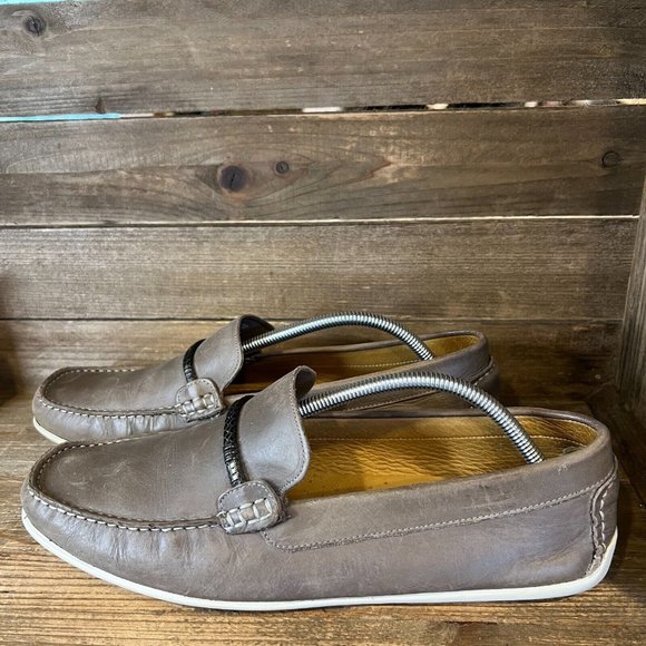 Mens Mercanti Fiorentini 15039 Gray Leather Slip On Casual Shoes Loafers Size 12 - Picture 2 of 6